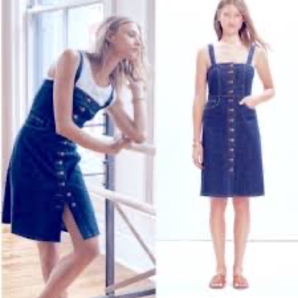 Madewell Dark Blue Button-Front Denim Mini Dress